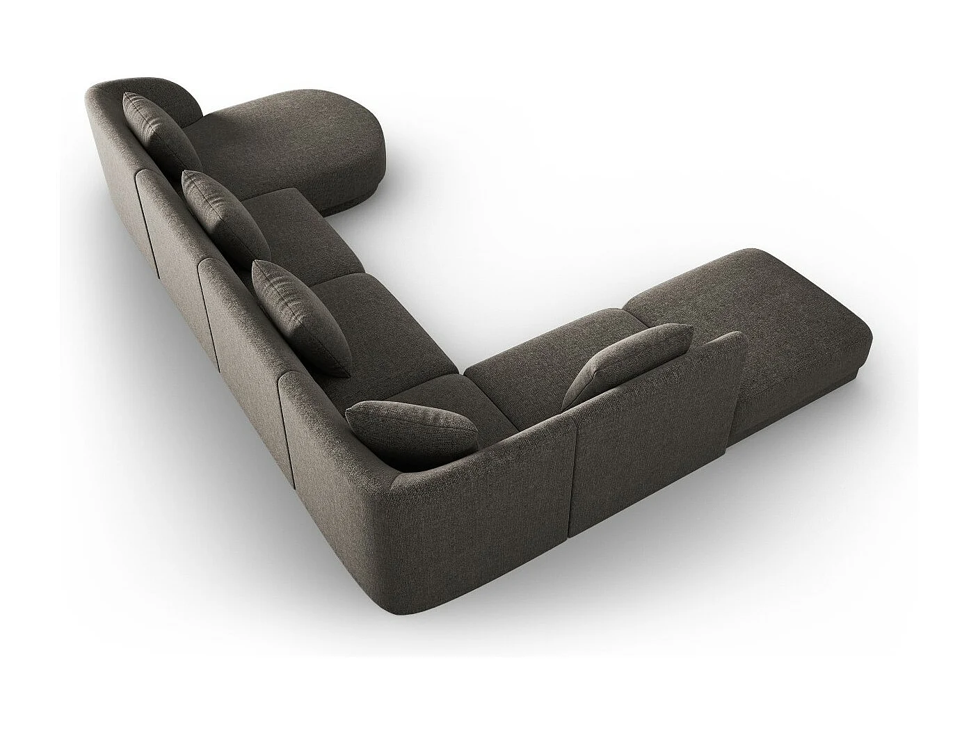 Cosmopolitan Design - Canapé d'angle gauche panoramique "Tulum" 6 places en chenille gris - 330x255x70cm