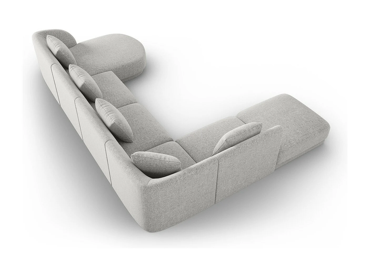 Cosmopolitan Design - Canapé d'angle gauche panoramique "Tulum" 6 places en chenille gris clair - 330x255x70cm