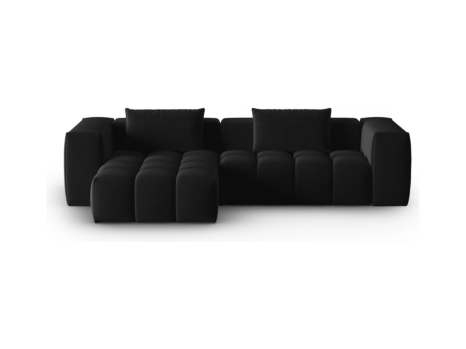 CXL by Christian Lacroix - Canapé d'angle gauche modulable "Lorella" 3 places en velours noir - 260x145x70cm