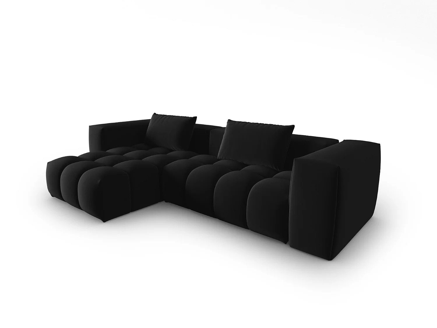 CXL by Christian Lacroix - Canapé d'angle gauche modulable "Lorella" 3 places en velours noir - 260x145x70cm