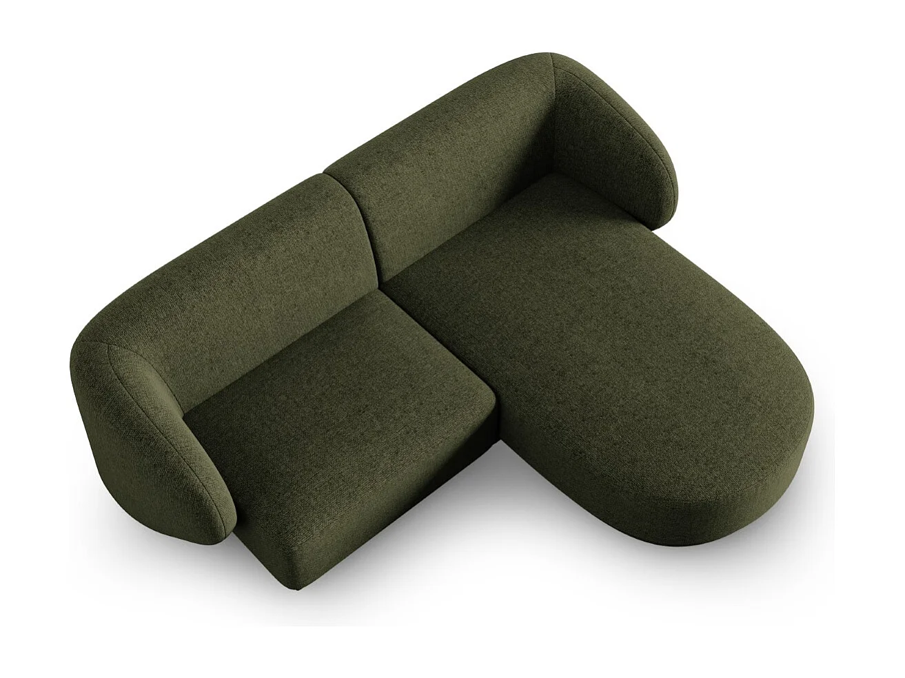 CXL by Christian Lacroix - Narożnik prawy panoramiczny, "Lionel" 3 miejsca szenil, zielony melanż - 188x155x74cm