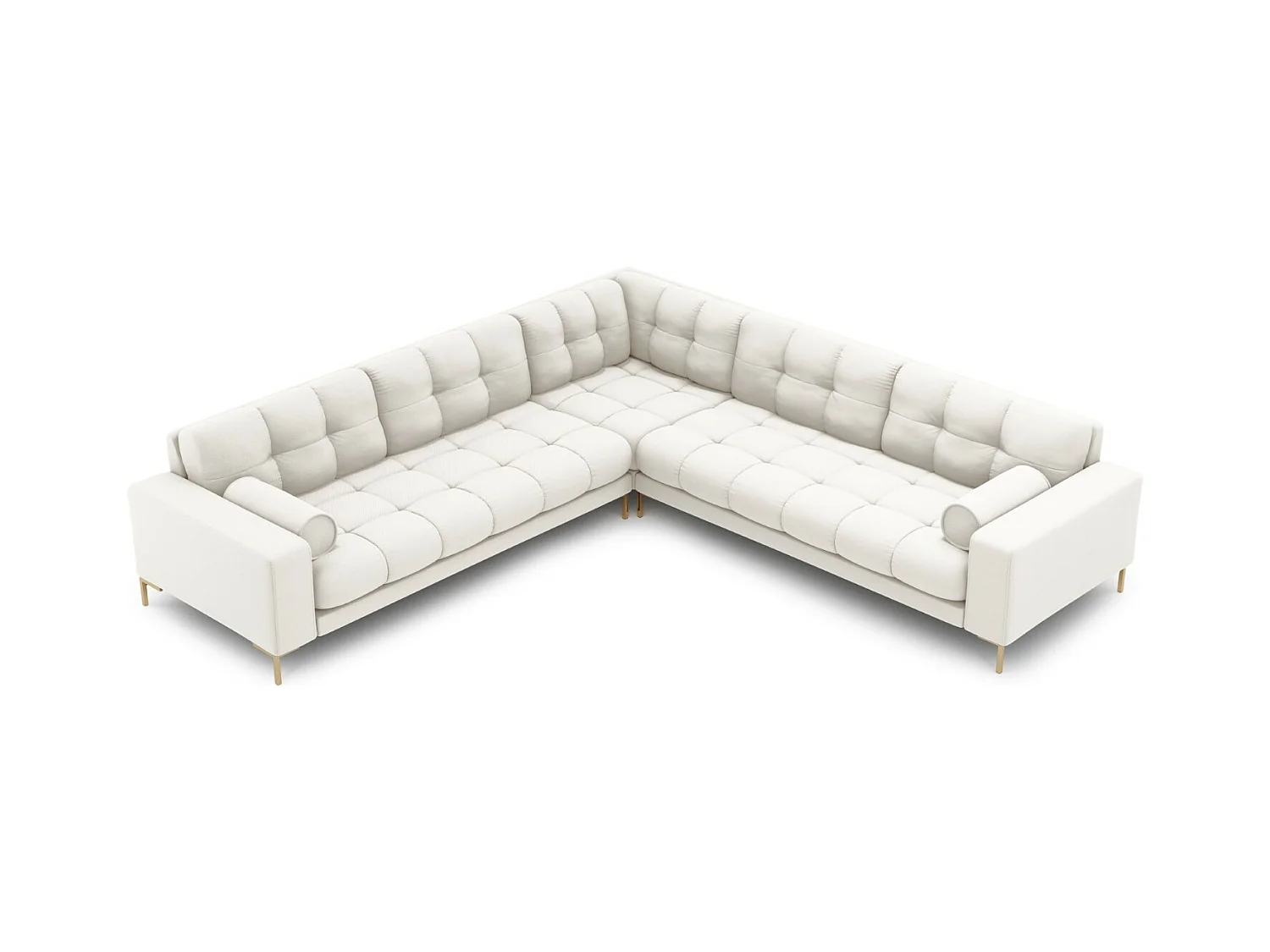 Cosmopolitan Design - Canapé d'angle symétrique "Bali" 6 places en tissu structurel beige clair - 256x256x75cm