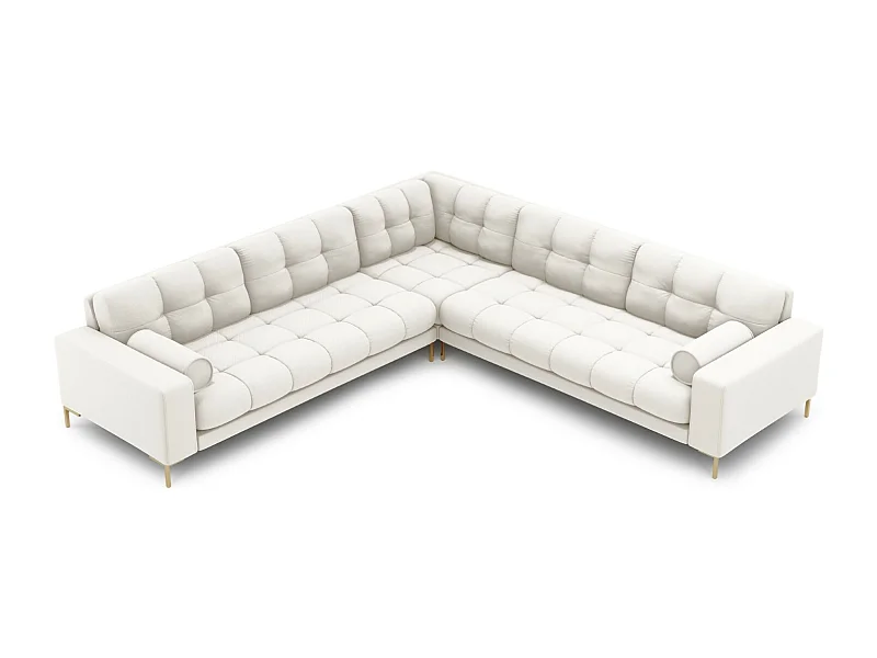 Cosmopolitan Design - Sofá esquinero simétrico "Bali" 6 plazas de tejido estructural beige claro - 256x256x75cm