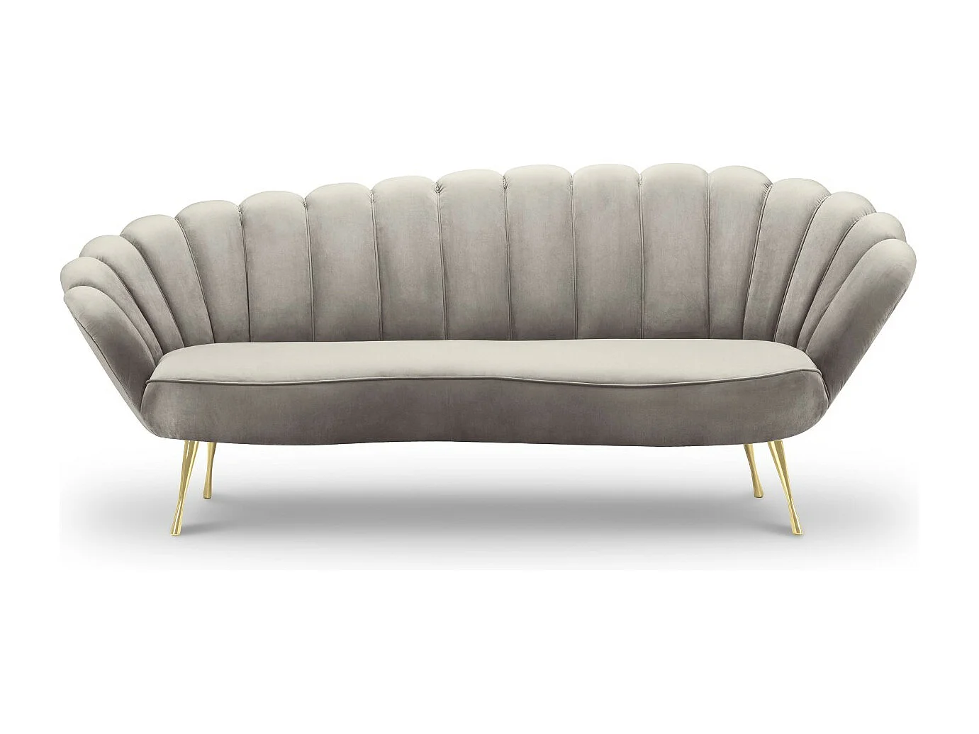 Cosmopolitan Design - Bank "Kingston" 3 zitplaatsen, Flueel, Lichtbeige - 224x95x85cm