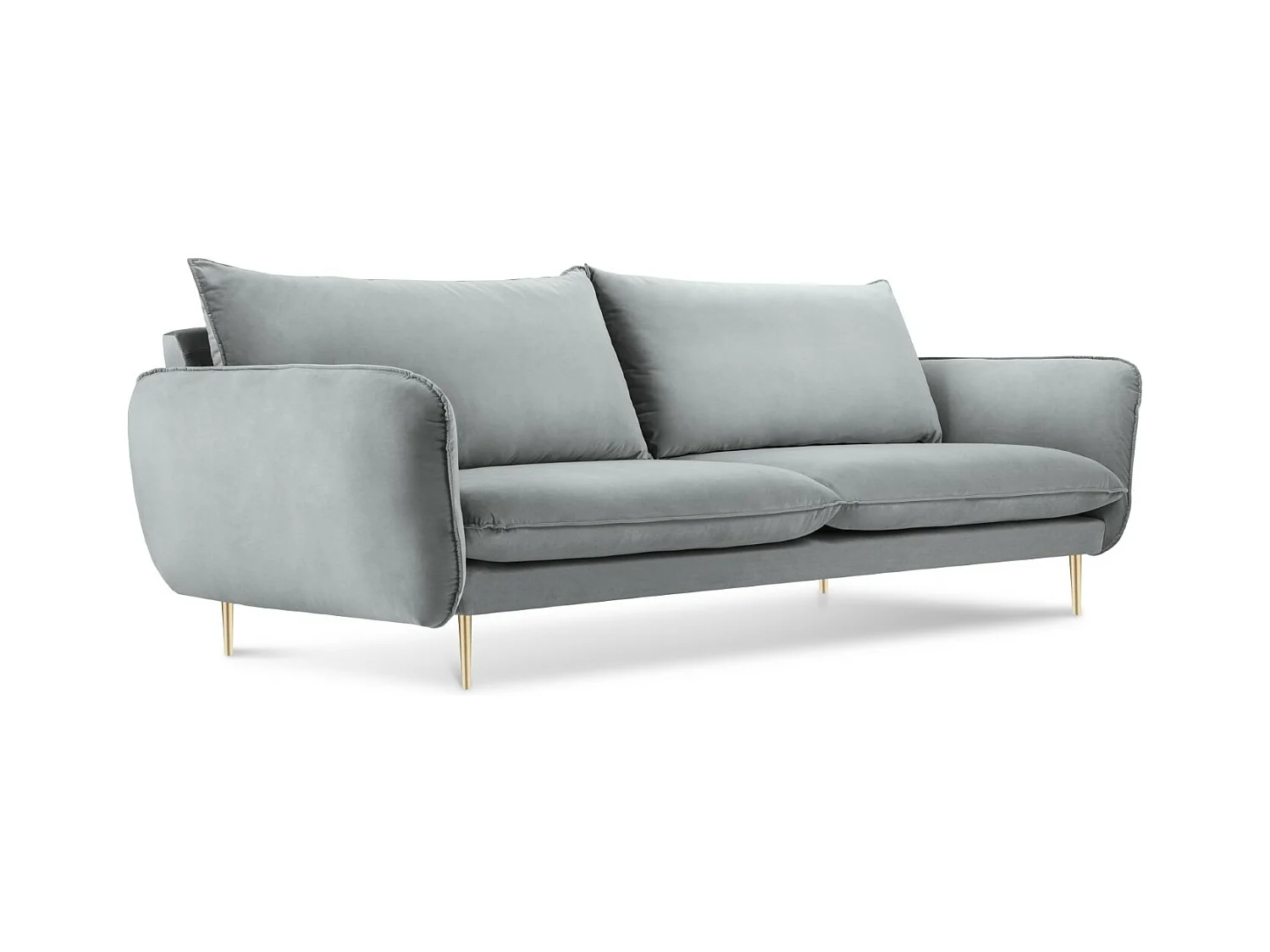 Cosmopolitan Design - Bank "Vienna" 4 zitplaatsen, Flueel, Lichtgrijs - 230x92x95cm