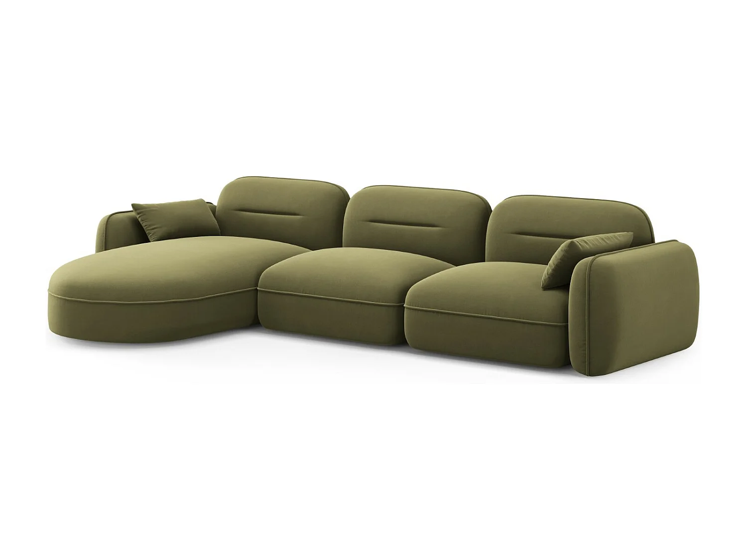 Cosmopolitan Design - Divano angolare modulare sinistro "Sydney" 4 posti in velluto verde chiaro - 320x165x70cm