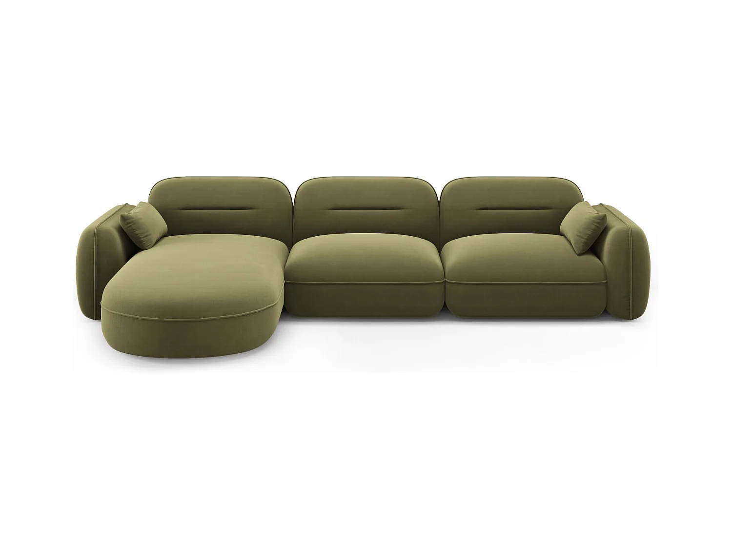 Cosmopolitan Design - Modulaire hoekbank links "Sydney" 4 zitplaatsen, Flueel, Lichtgroen - 320x165x70cm