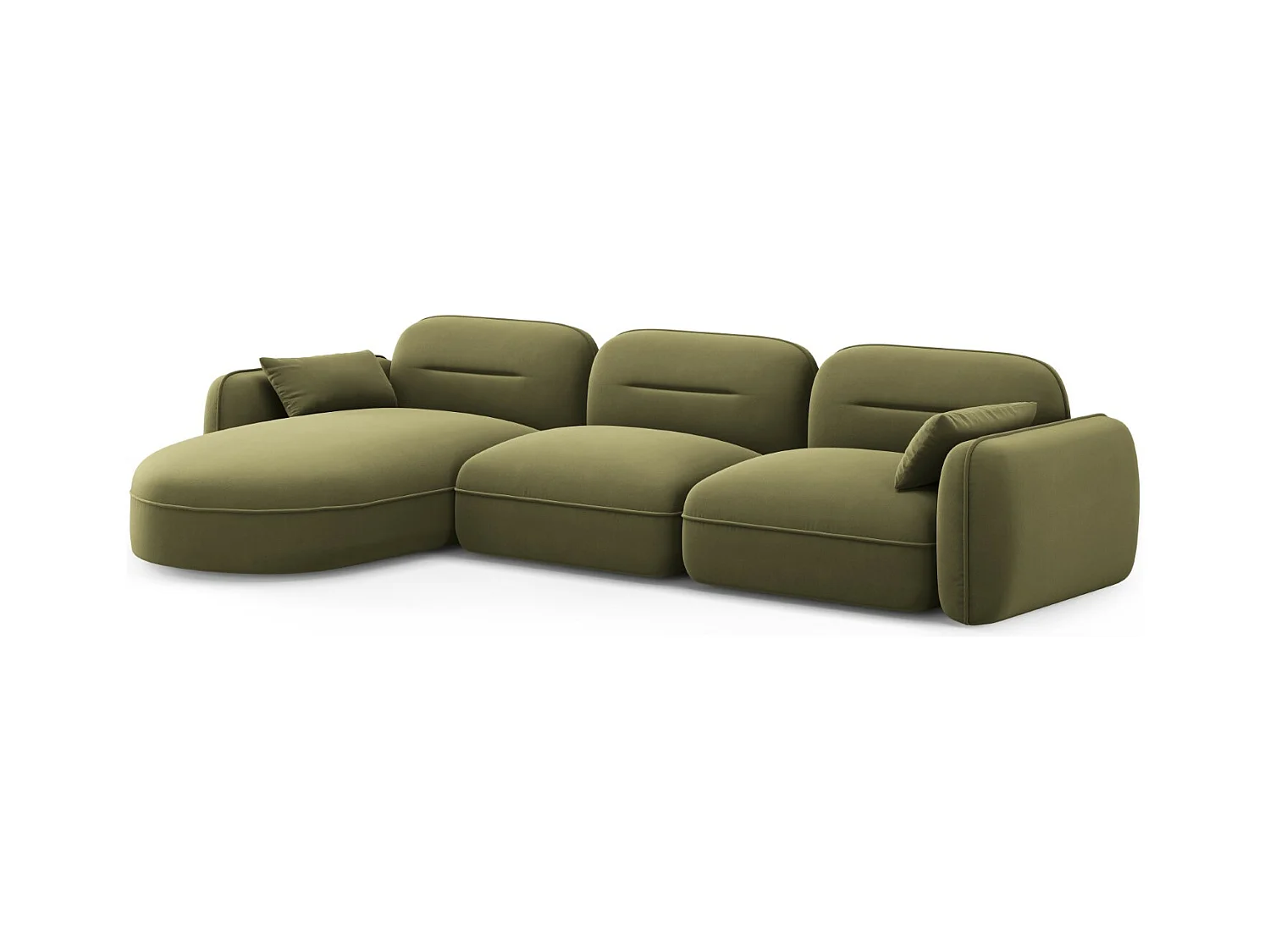 Cosmopolitan Design - Canapé d'angle gauche modulable "Sydney" 4 places en velours vert clair - 320x165x70cm