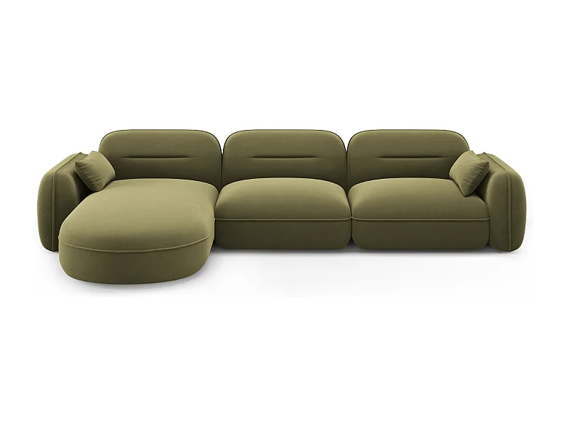 Cosmopolitan Design - Modulaire hoekbank links "Sydney" 4 zitplaatsen, Flueel, Lichtgroen - 320x165x70cm