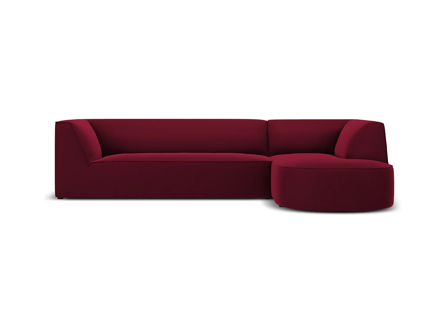 CXL by Christian Lacroix - Rechter hoekbank "Charles" 4 zitplaatsen, Flueel, Rood - 273x180x69cm