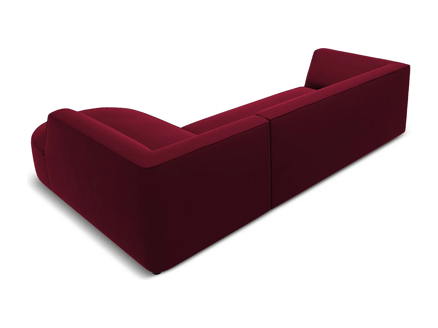 CXL by Christian Lacroix - Canapé d'angle droit "Charles" 4 places en velours rouge - 273x180x69cm