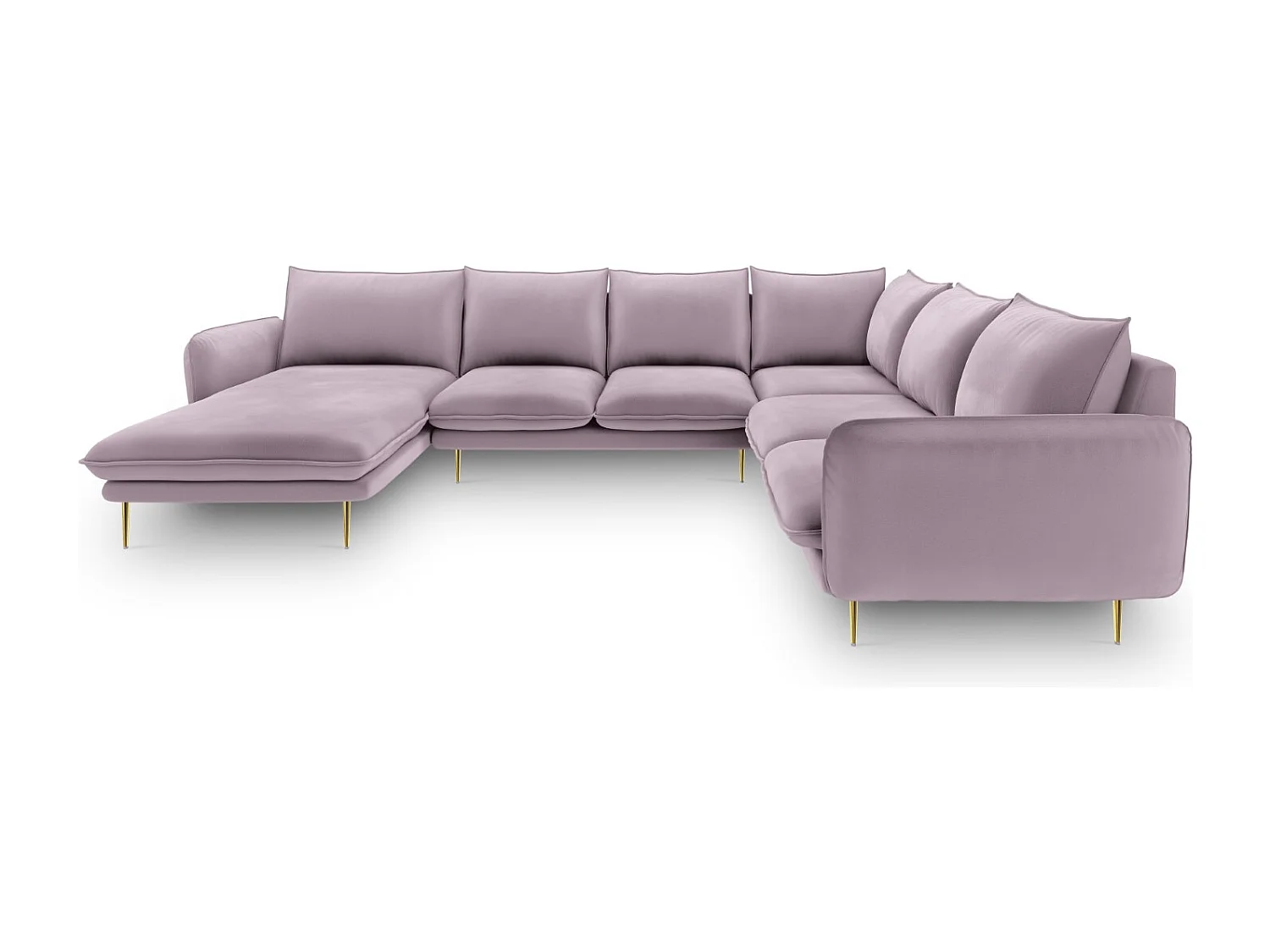 Cosmopolitan Design - Narożnik prawy panoramiczny, "Vienna" 7 miejsc welur, lawenda - 330x235x95cm