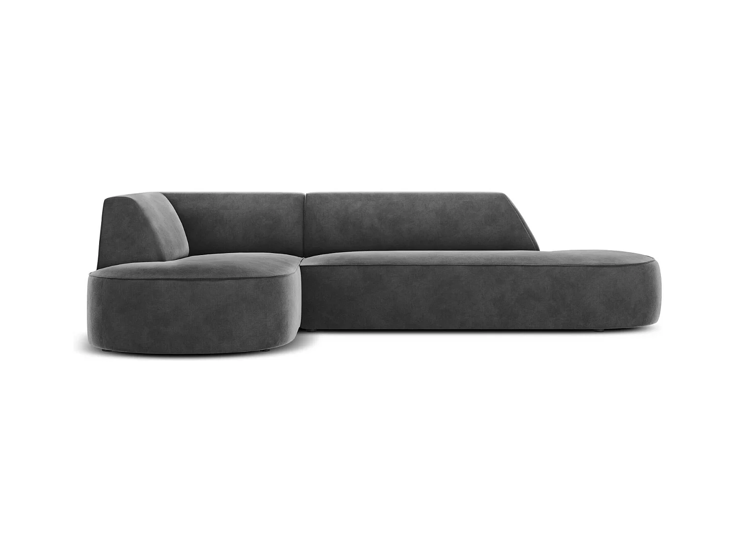 CXL by Christian Lacroix - Canapé d'angle gauche "Charles" 4 places en velours gris foncé - 273x180x69cm
