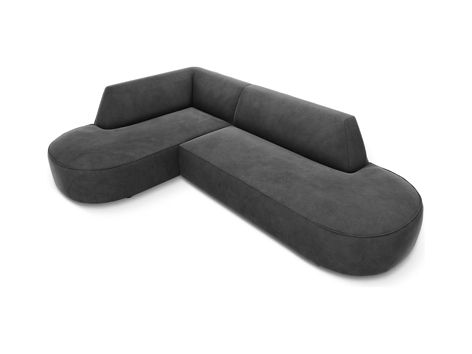 CXL by Christian Lacroix - Divano angolare sinistro "Charles" 4 posti in velluto grigio scuro - 273x180x69cm