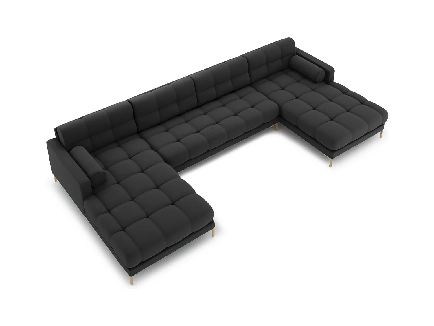 Cosmopolitan Design - Panoramische bank "Bali" 7 zitplaatsen, Structurele stof, Donkergrijs - 383x185x75cm