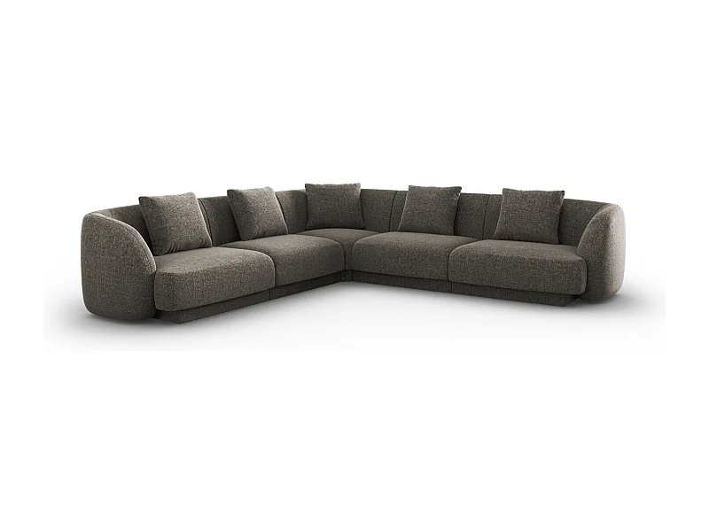 Cosmopolitan Design - 5-Sitzer wendbares Ecksofa "Tulum" aus Chenille-Stoff grau - 255x255x70cm