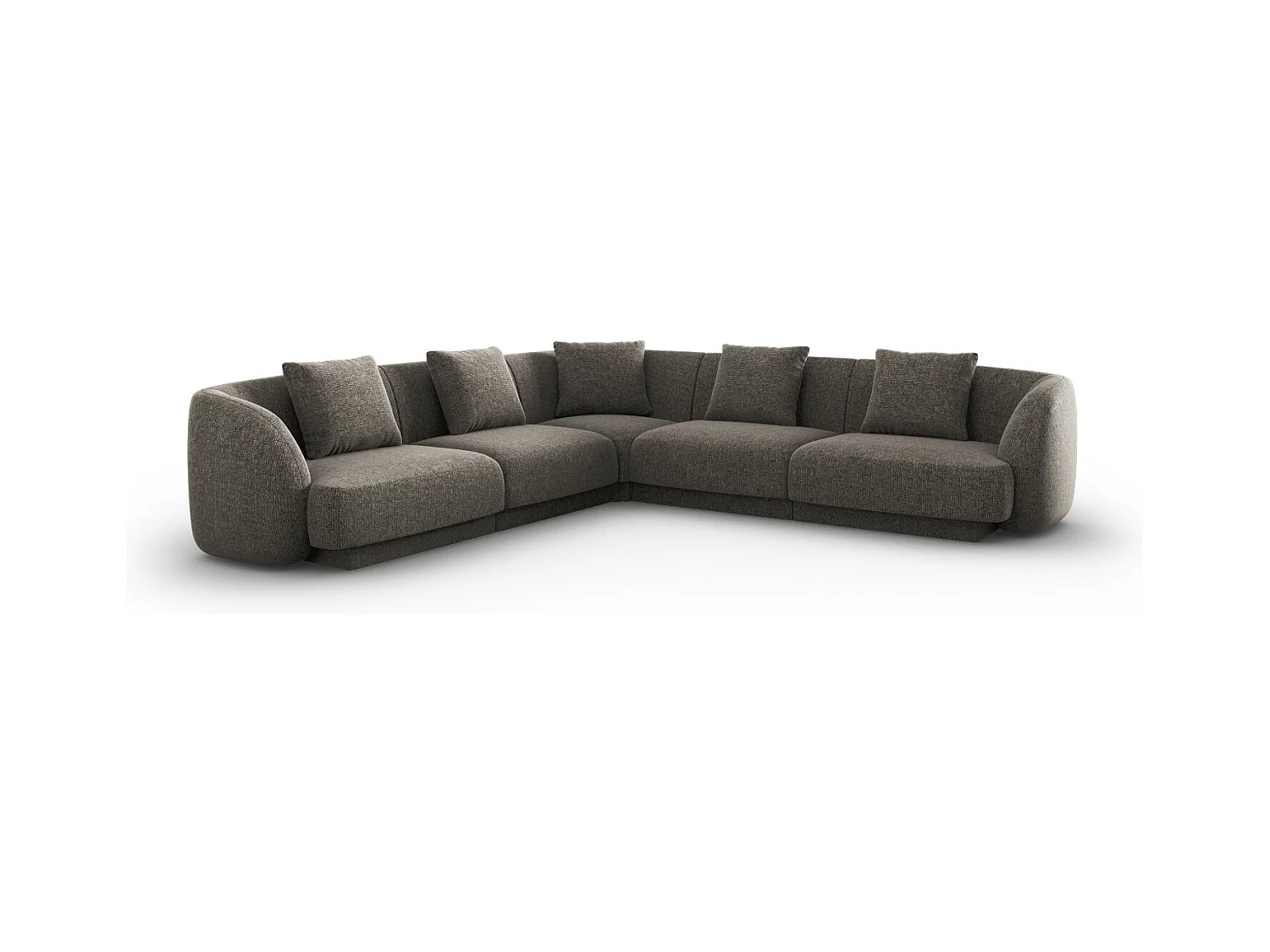 Cosmopolitan Design - Symmetrische hoekbank "Tulum" 5 zitplaatsen, Chenille, Grijs - 255x255x70cm