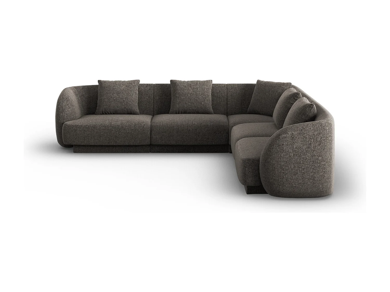 Cosmopolitan Design - Sofá de canto simétrico "Tulum" 5 lugares em tecido chenille cinza - 255x255x70cm