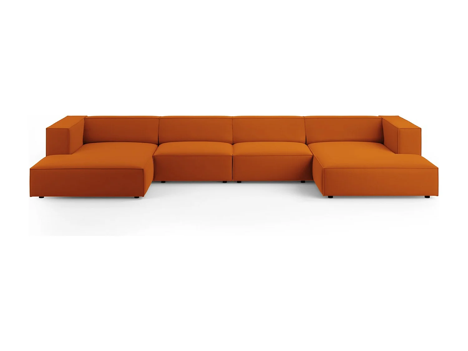 Cosmopolitan Design - Canapé panoramique "Arendal" 6 places en velours terracotta - 364x166x70cm