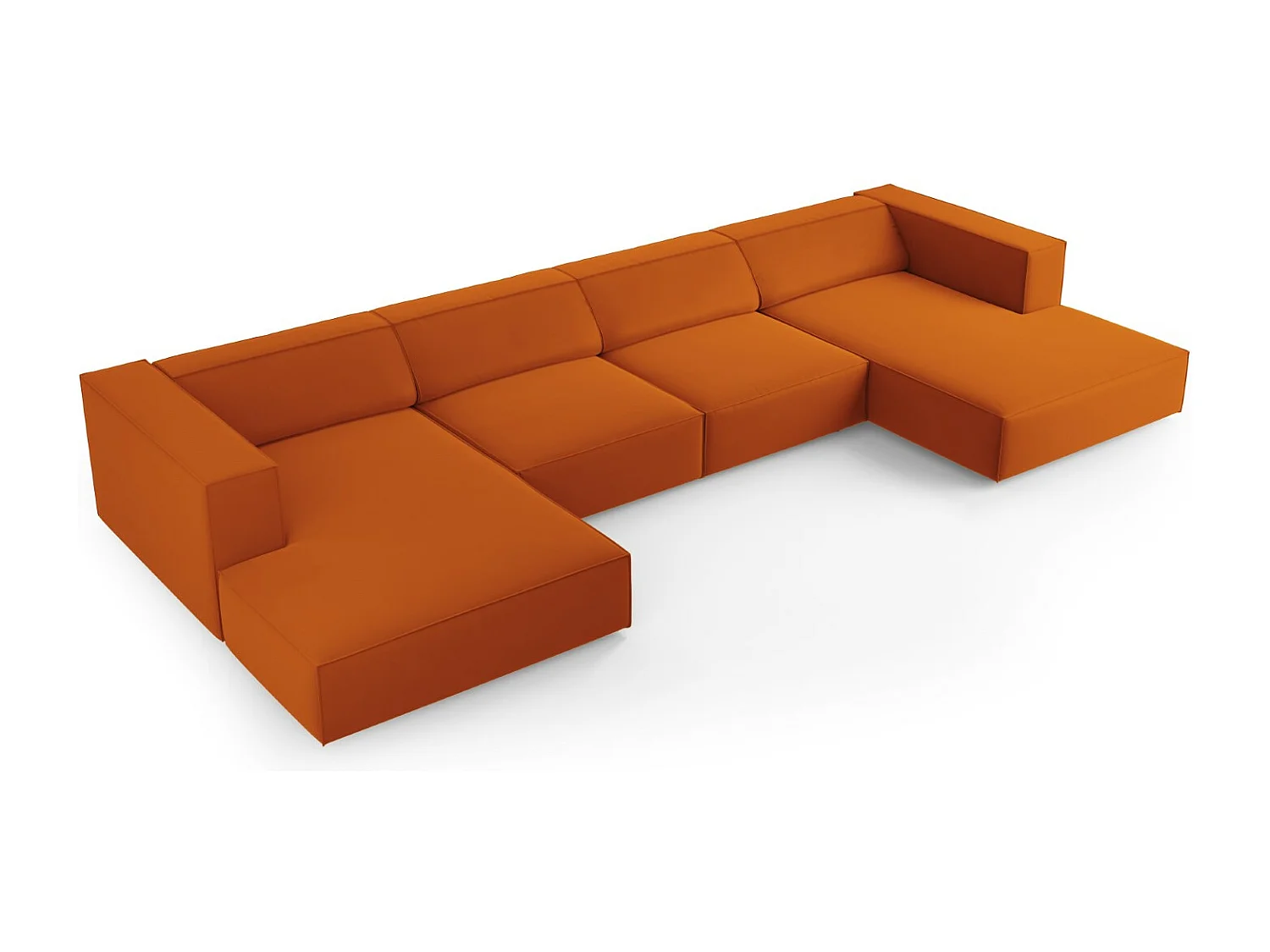 Cosmopolitan Design - Sofá panorâmico "Arendal" 6 lugares em veludo terracota - 364x166x70cm