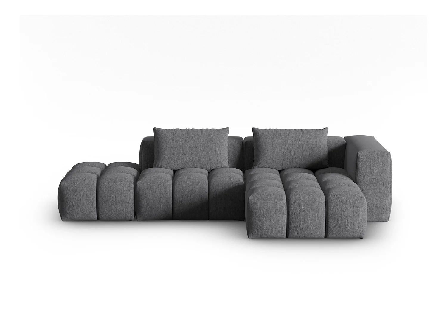 CXL by Christian Lacroix - Canapé d'angle droit modulable "Lorella" 4 places en tissu structurel gris - 265x145x70cm