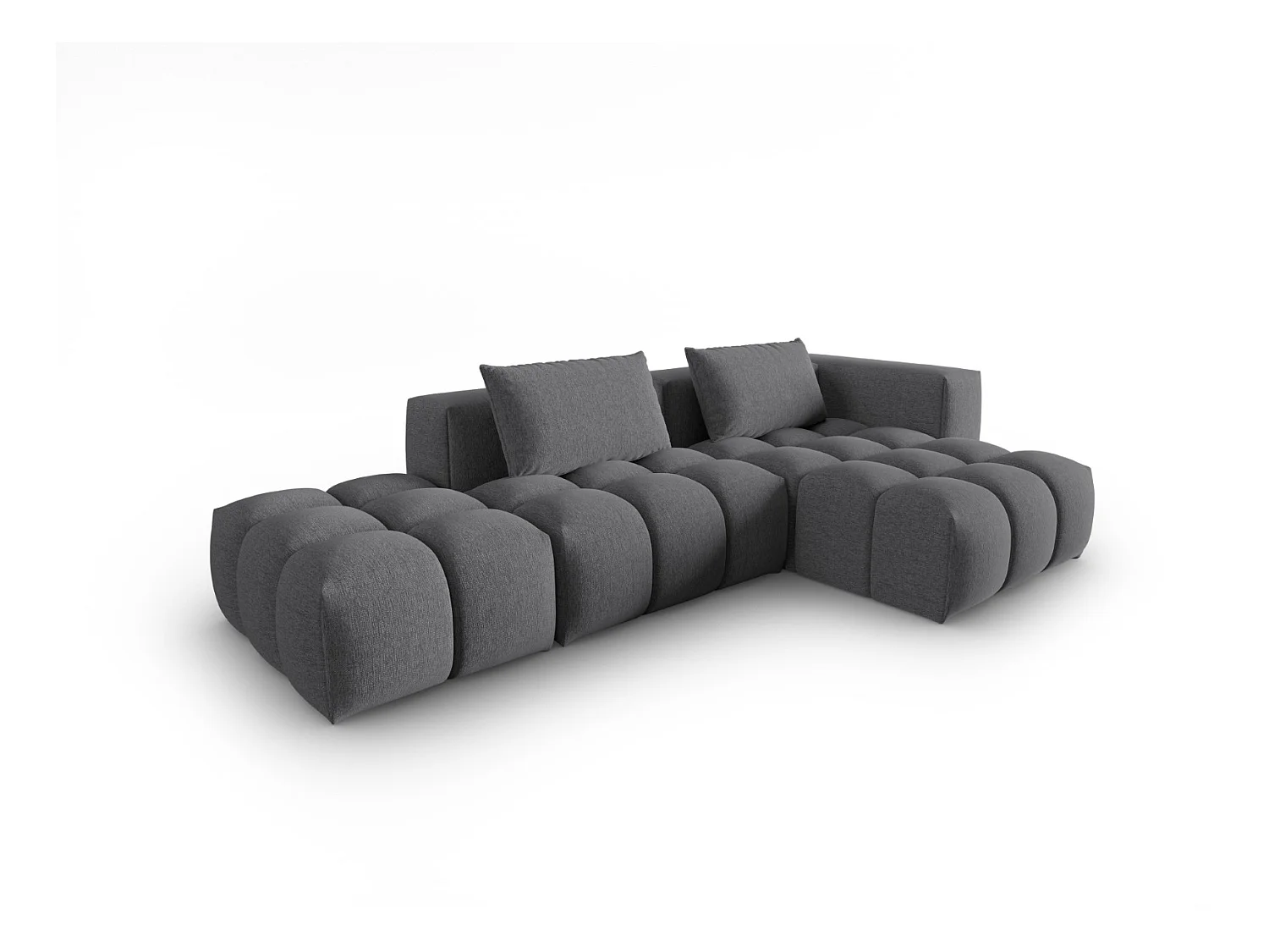 CXL by Christian Lacroix - Canapé d'angle droit modulable "Lorella" 4 places en tissu structurel gris - 265x145x70cm