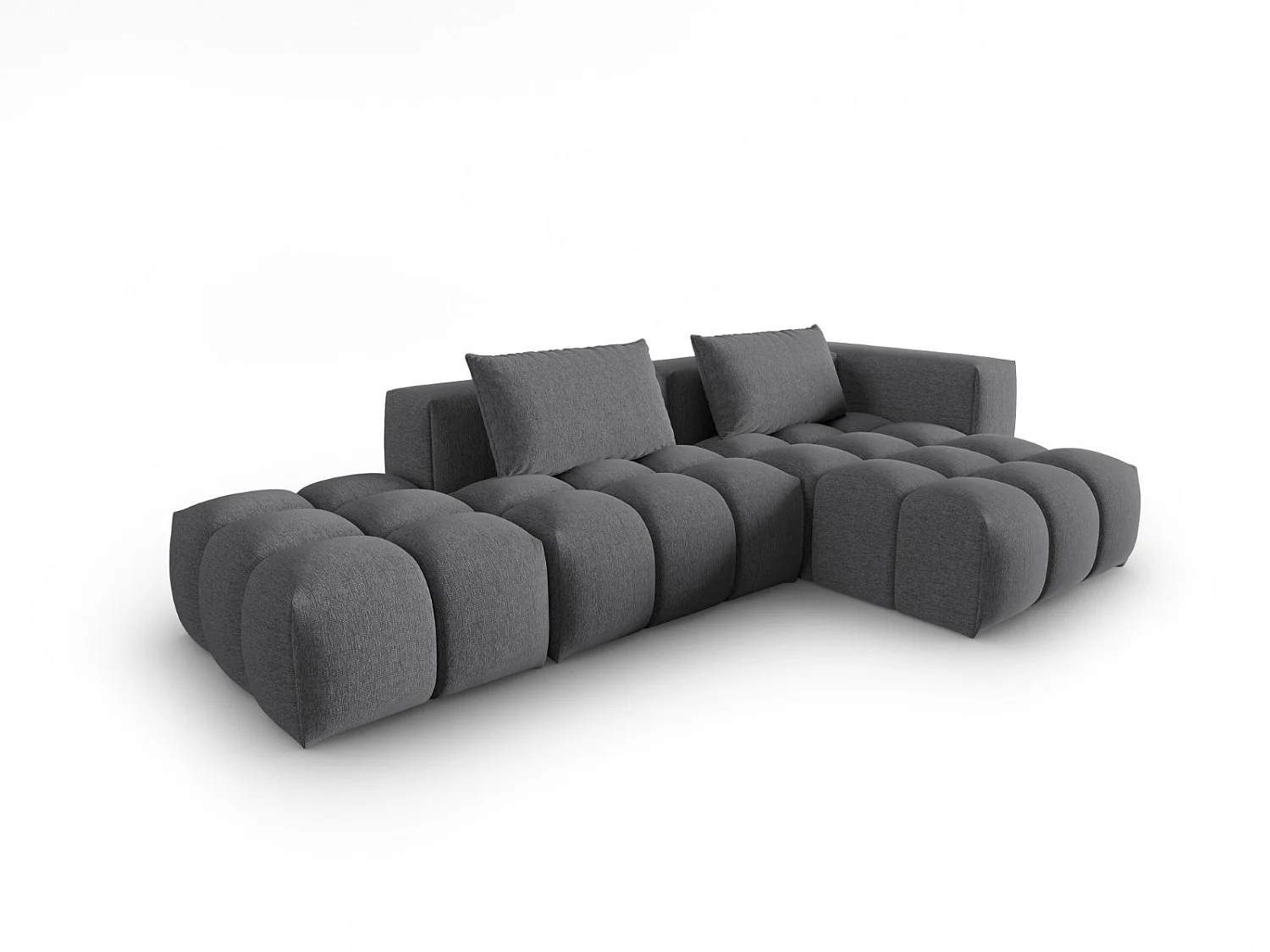 CXL by Christian Lacroix - Canapé d'angle droit modulable "Lorella" 4 places en tissu structurel gris - 265x145x70cm