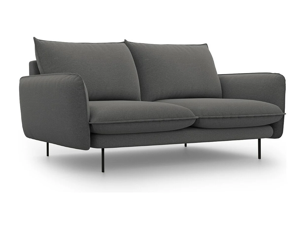 Cosmopolitan Design - Sofá "Vienna" 2 plazas de tejido estructural gris oscuro - 160x92x95cm