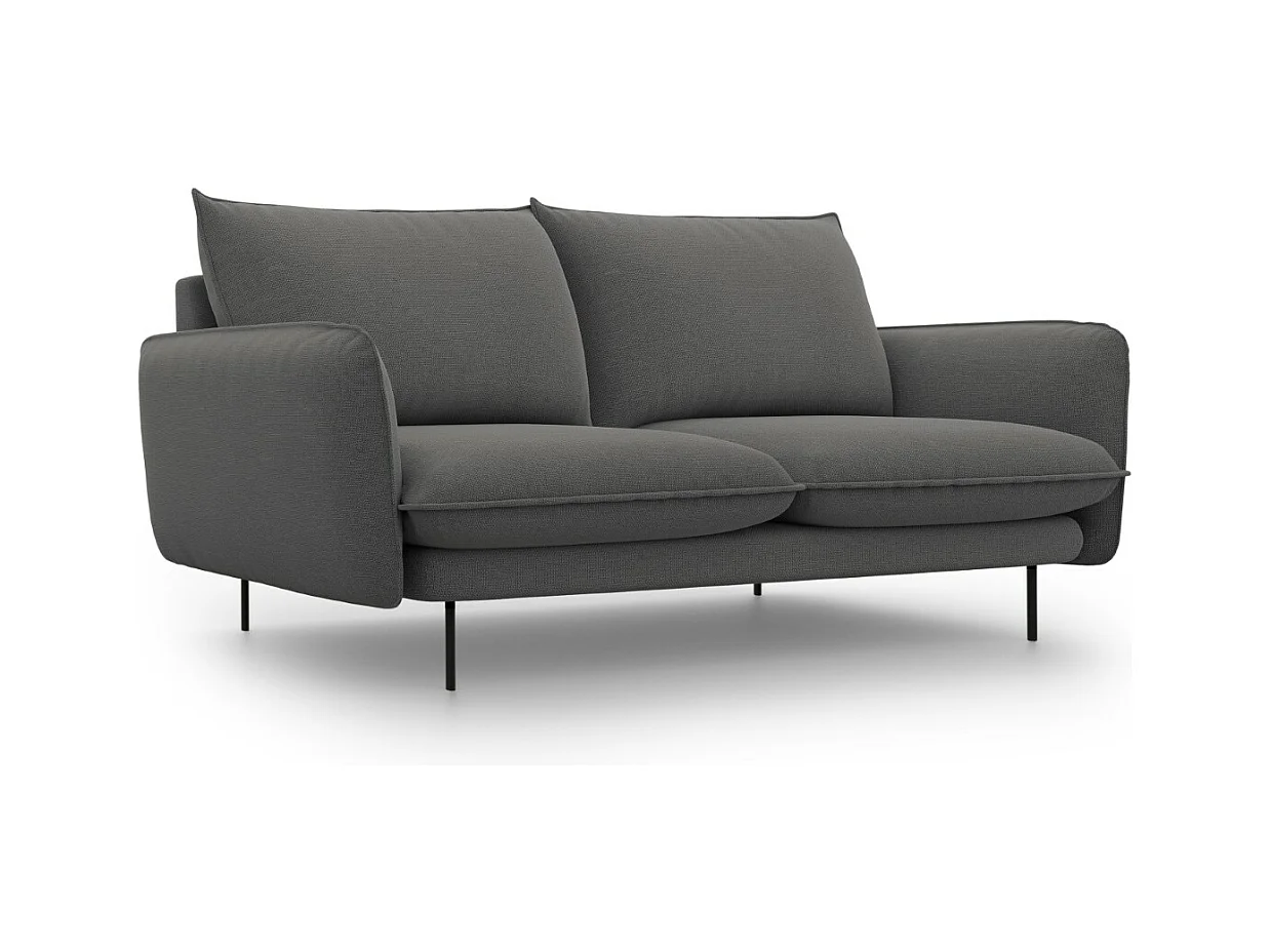 Cosmopolitan Design - Sofa, "Vienna" 2 miejsca tkanina strukturalna, szary ciemny - 160x92x95cm