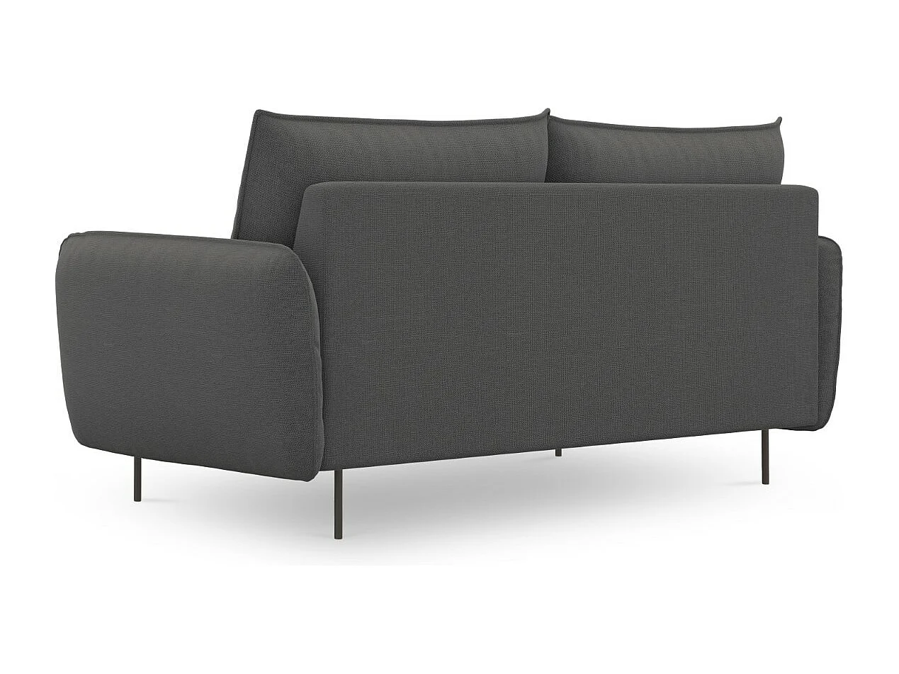 Cosmopolitan Design - Canapé "Vienna" 2 places en tissu structurel gris foncé - 160x92x95cm