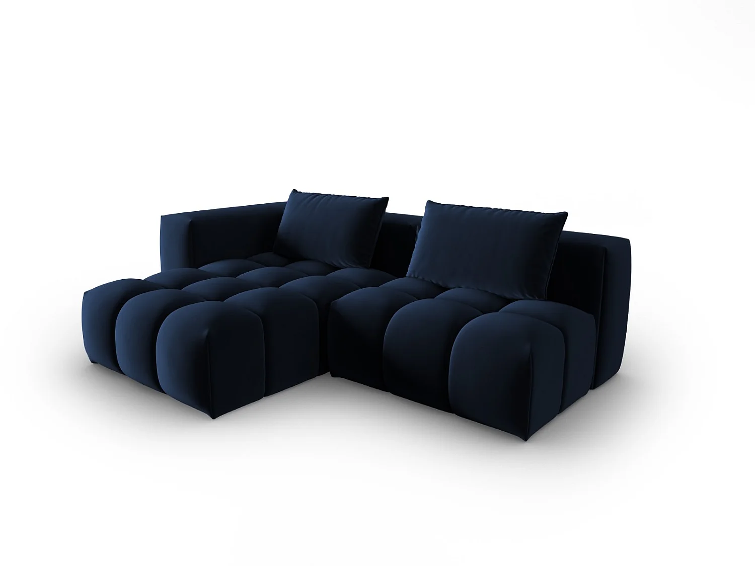 CXL by Christian Lacroix - Sofá modular de canto esquerdo "Lorella" 3 lugares em veludo azul real - 205x145x70cm