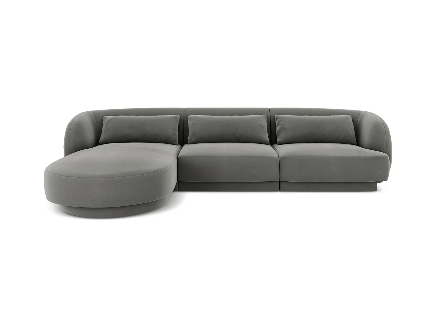 Cosmopolitan Design - Linker hoekbank "Tulum" 4 zitplaatsen, Flueel, Lichtgrijs - 255x156x70cm