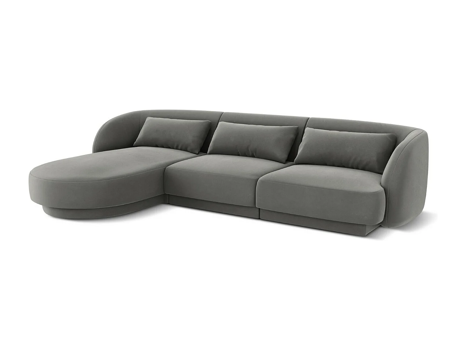 Cosmopolitan Design - Canapé d'angle gauche "Tulum" 4 places en velours gris clair - 255x156x70cm