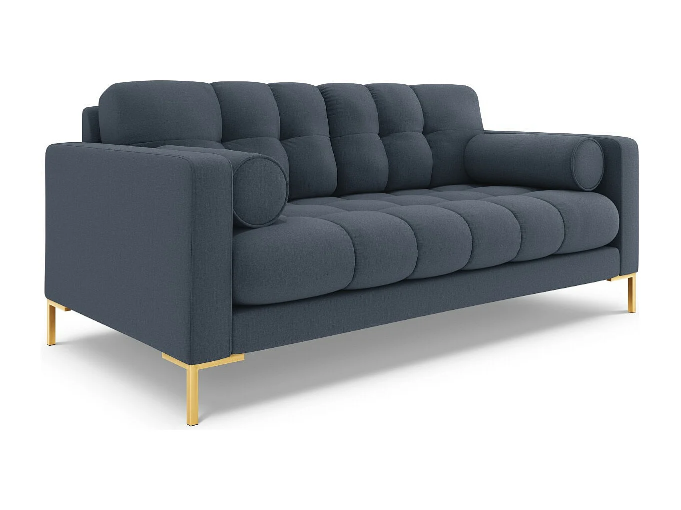 Cosmopolitan Design - 3-Sitzer Sofa "Bali" aus strukturiertem Stoff dunkelblau - 177x92x75cm