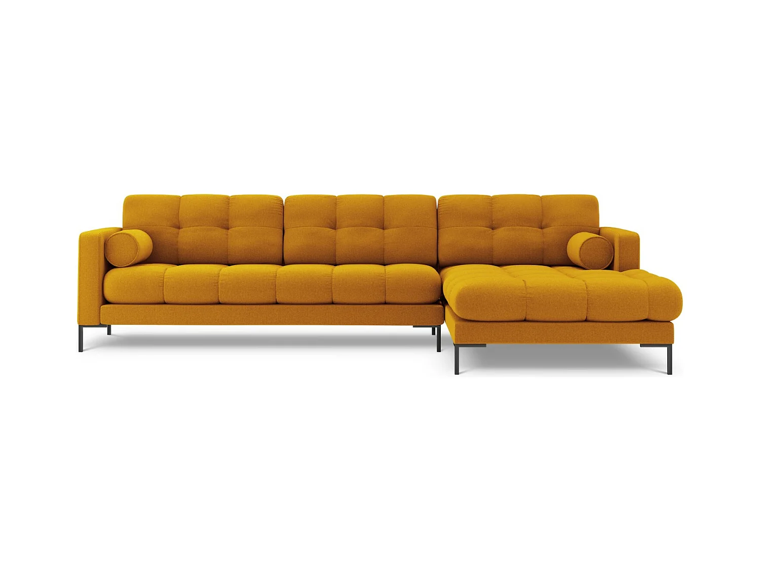 Cosmopolitan Design - Rechter hoekbank "Bali" 5 zitplaatsen, Structurele stof, GEEL - 293x185x75cm