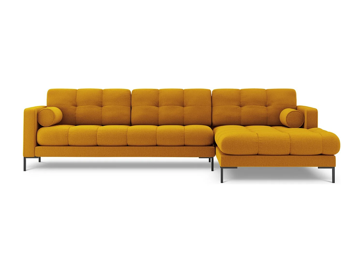 Cosmopolitan Design - Sofá de canto direito "Bali" 5 lugares em tecido estrutural amarelo - 293x185x75cm