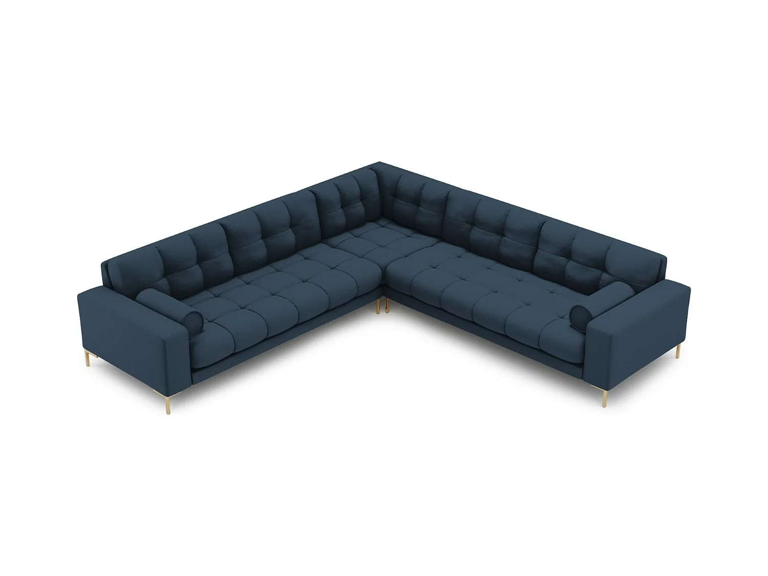 Cosmopolitan Design - Symmetrische hoekbank "Bali" 6 zitplaatsen, Structurele stof, Blauw - 256x256x75cm