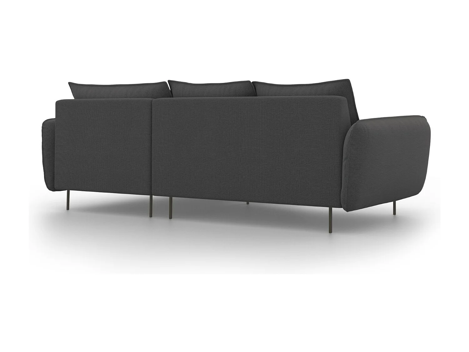 Cosmopolitan Design - 5-Sitzer Ecksofa rechts "Vienna" aus strukturiertem Stoff dunkelgrau - 255x170x95cm