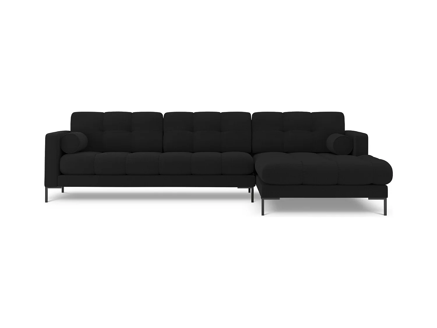 Cosmopolitan Design - Rechter hoekbank "Bali" 5 zitplaatsen, Structurele stof, Zwart - 293x185x75cm