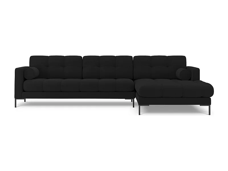 Cosmopolitan Design - Canapé d'angle droit "Bali" 5 places en tissu structurel noir - 293x185x75cm