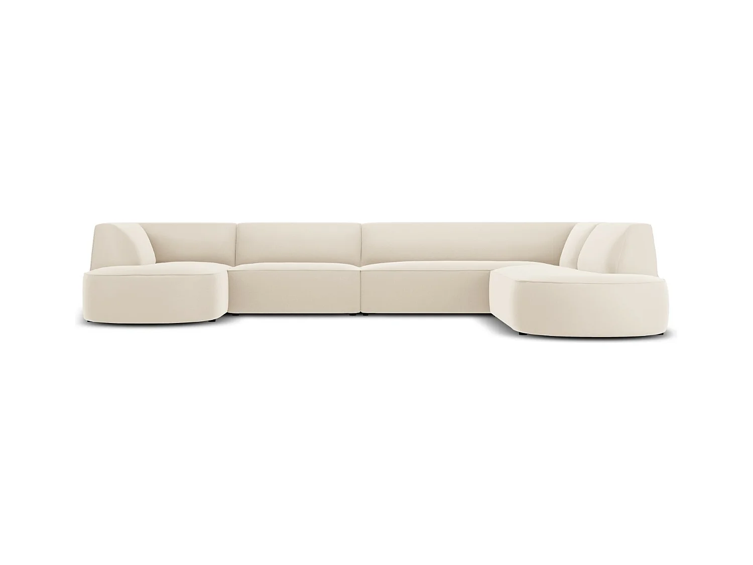 CXL by Christian Lacroix - Panoramische hoekbank rechts "Charles" 7 zitplaatsen, Flueel, Beige - 366x273x69cm