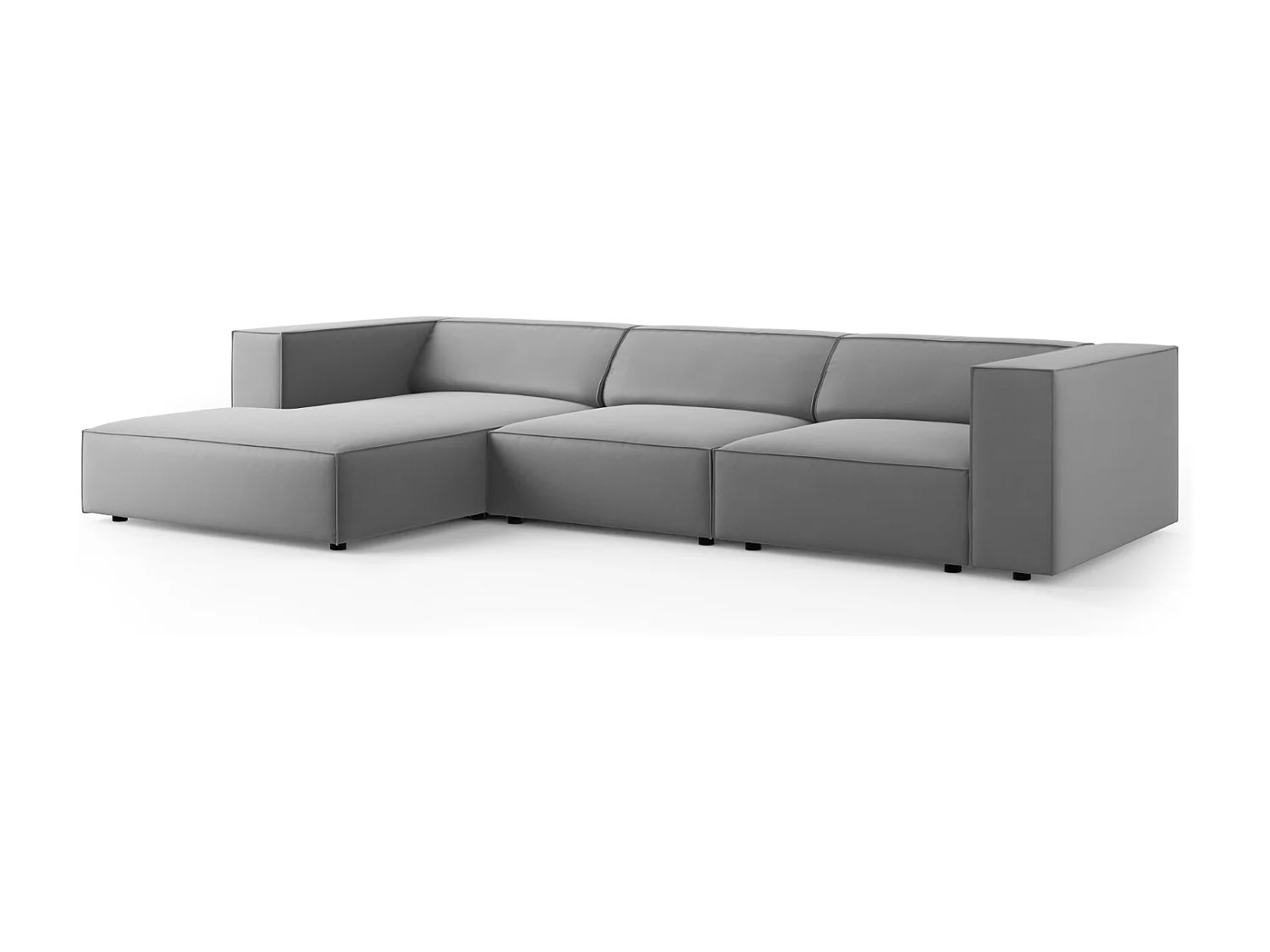 Cosmopolitan Design - 4-Sitzer Ecksofa links "Arendal" aus Samt hellgrau - 284x166x70cm