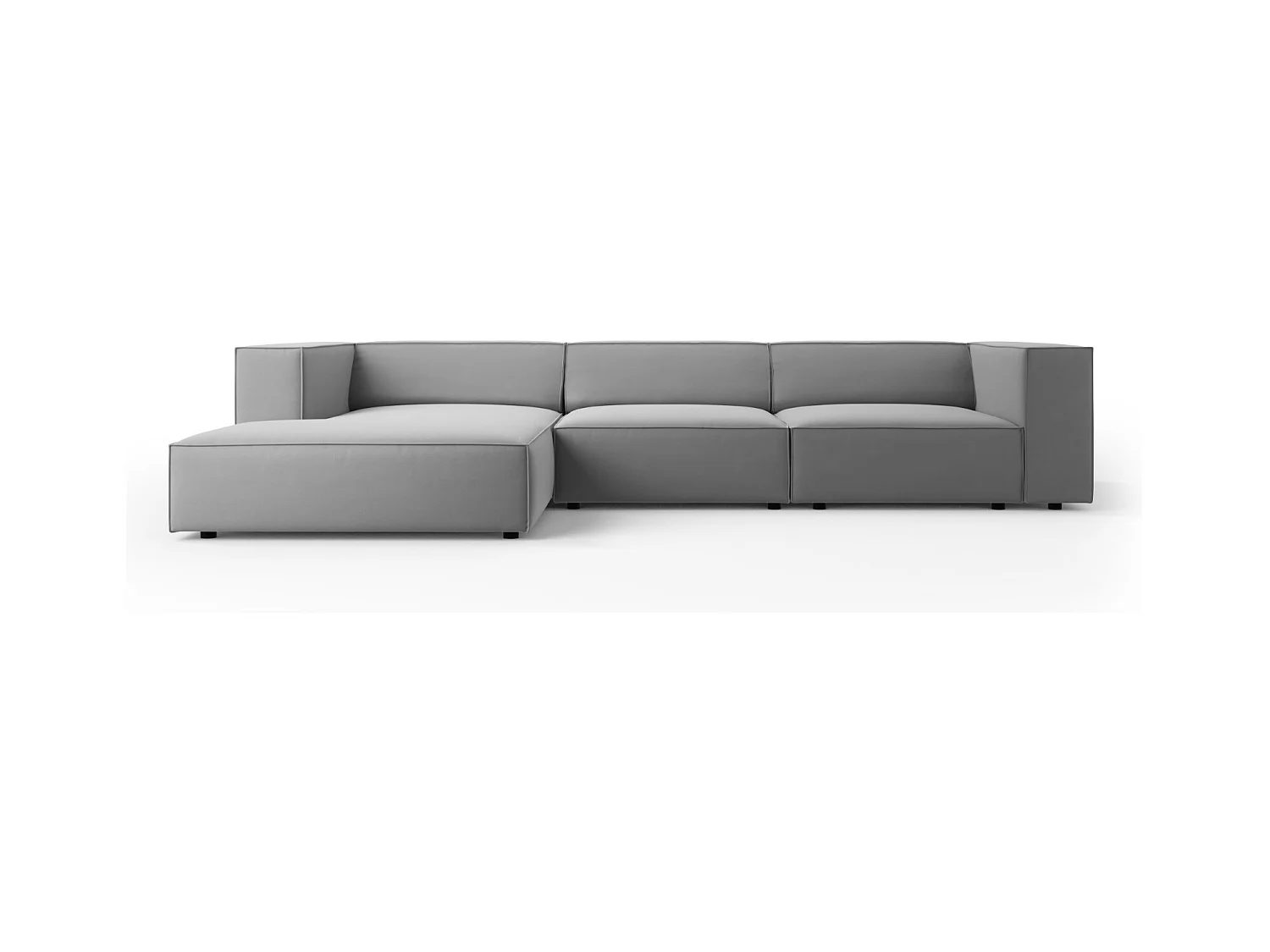 Cosmopolitan Design - Canapé d'angle gauche "Arendal" 4 places en velours gris clair - 284x166x70cm