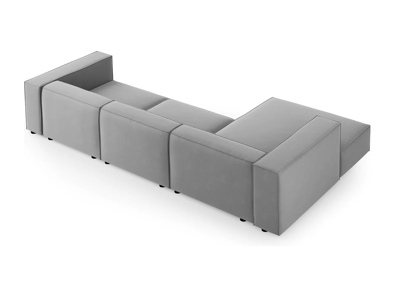 Cosmopolitan Design - Linker hoekbank "Arendal" 4 zitplaatsen, Flueel, Lichtgrijs - 284x166x70cm