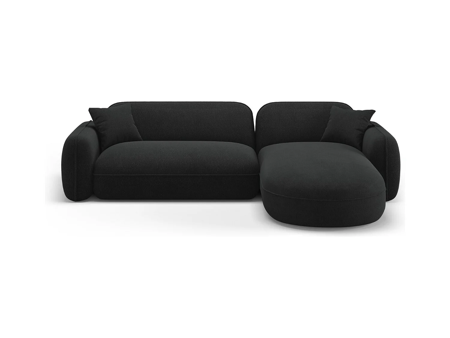 CXL by Christian Lacroix - Canapé d'angle droit modulable "Lucien" 4 places en velours anthracite - 275x165x70cm