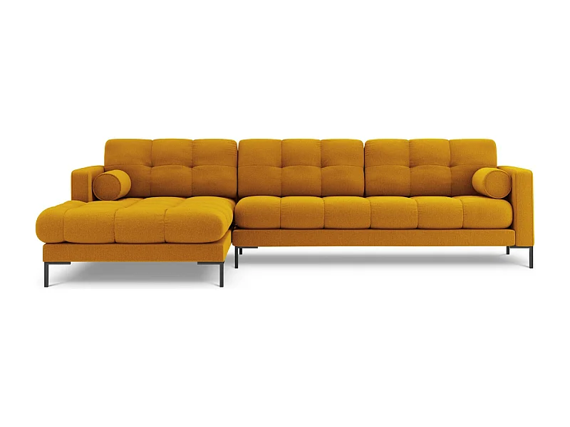 Cosmopolitan Design - 5-Sitzer Ecksofa links "Bali" aus strukturiertem Stoff gelb - 293x185x75cm