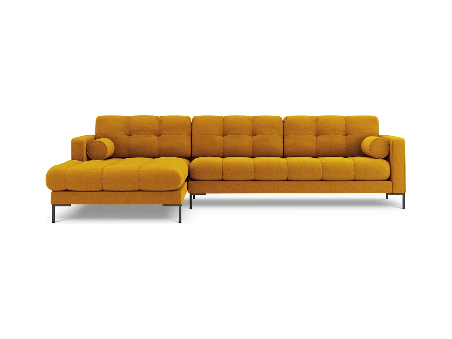 Cosmopolitan Design - Canapé d'angle gauche "Bali" 5 places en tissu structurel jaune - 293x185x75cm