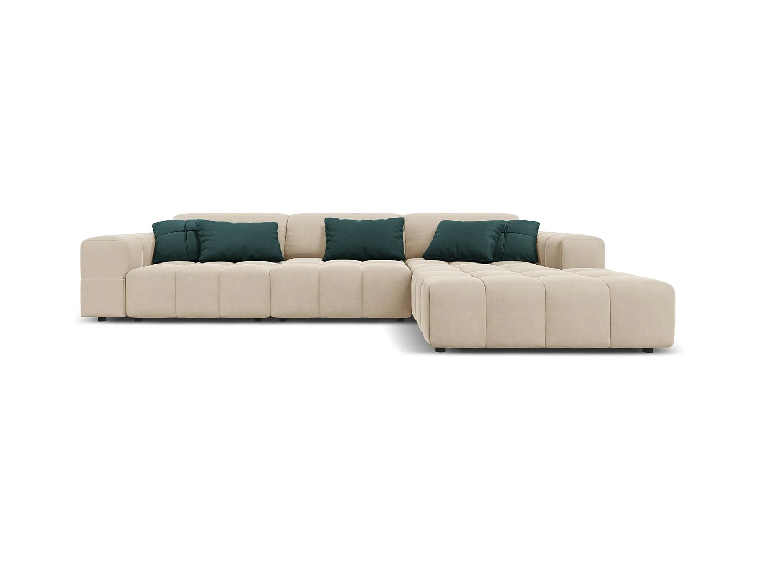 CXL by Christian Lacroix - Rechter hoekbank "Luc" 4 zitplaatsen, Flueel, Lichtbeige - 284x166x70cm