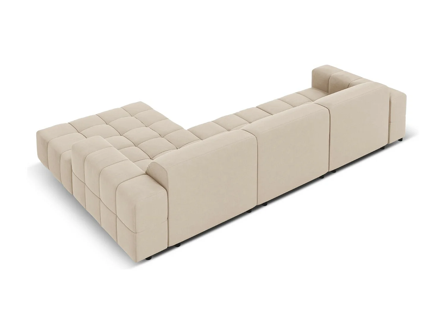 CXL by Christian Lacroix - Canapé d'angle droit "Luc" 4 places en velours beige clair - 284x166x70cm