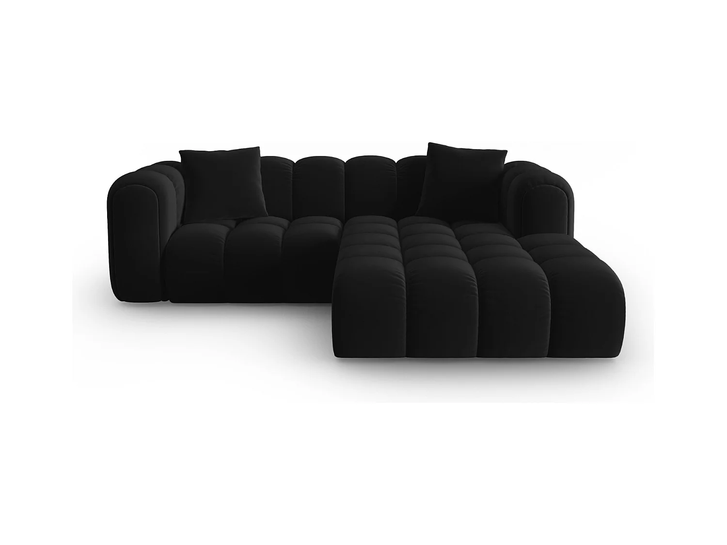 CXL by Christian Lacroix - Canapé d'angle droit modulable "Clotilde" 3 places en velours noir - 187x190x70cm